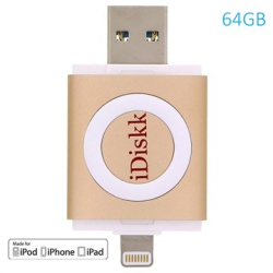 iDiskk ID64G Flash disk 64 GB 2v1 IDISKK pro Apple iPhone/MacBook a další - Lightning/USB – Gold