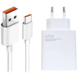 Xiaomi MDY-12-EH originální síťová rychlonabíječka Xiaomi MDY-12-EH + USB-C (Type-C) datový kabel v bílé barvě 5A, 67W