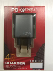 JM PKG047B PD síťová rychlonabíječka USB QC 3.0 s výstupy USB-C a USB-A  40W černá